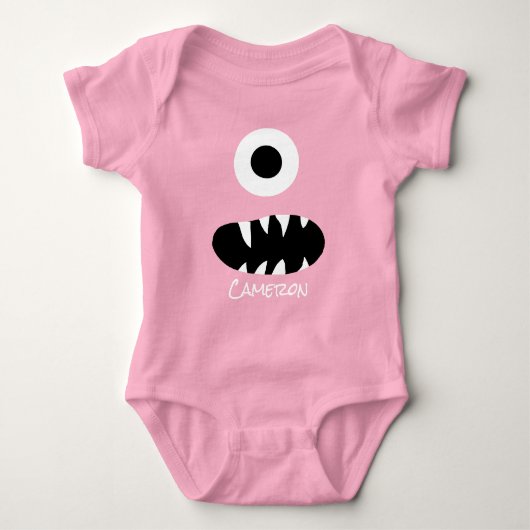 Kute Monster Face Gekke, persoonlijk Baby Red Romper (Voorkant)