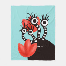 Kute monster met vier ogen Abstracte tulpen Kinder Fleece Deken