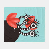 Kute monster met vier ogen Abstracte tulpen Kinder Fleece Deken (Voorkant (Horizontaal))