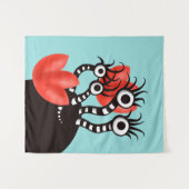 Kute monster met vier ogen Abstracte tulpen Kinder Wandkleed (Voorkant (horizontaal))