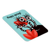 Kute monster met vier ogen Abstracte tulpen Magneet (Rechterzijde)