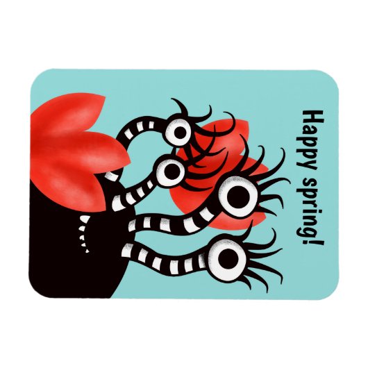 Kute monster met vier ogen Abstracte tulpen Magneet (Horizontaal)