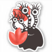 Kute monster met vier ogen Abstracte tulpen Sticker (Voorkant)
