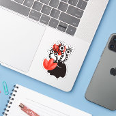 Kute monster met vier ogen Abstracte tulpen Sticker (Laptop met iPhone)