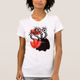Kute monster met vier ogen Abstracte tulpen T-shirt