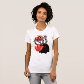 Kute monster met vier ogen Abstracte tulpen T-shirt (Voorkant volledig)
