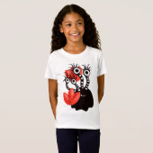 Kute Monster met vier ogen Abstracte Tulps Girly T-shirt (Voorkant volledig)