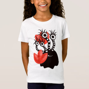 Kute Monster met vier ogen Abstracte Tulps Girly T-shirt