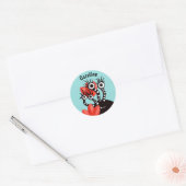 Kute monster met vier ogen Abstracte tultuurnaam Ronde Sticker (Envelop)