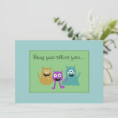Kute Monster Party Invitation Kaart (Staand voorkant)