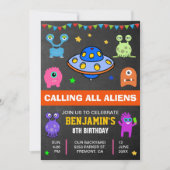 Kute Monsters and Aliens Birthday Party Invitation Kaart (Voorkant)