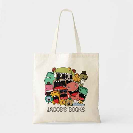 Kute Monsters Characters Library Book Bag Tote Bag (Voorkant)