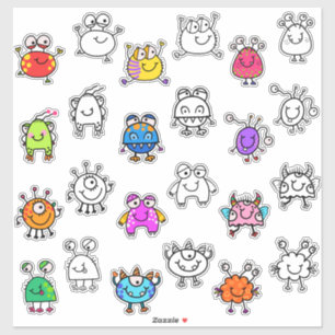 Kute monsters en omtrek tweelingen sticker