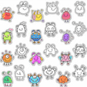 Kute monsters en omtrek tweelingen sticker (Voorkant)