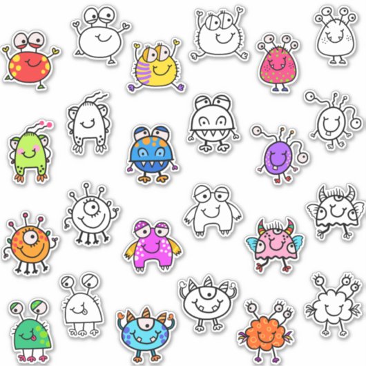 Kute monsters en omtrek tweelingen sticker (Voorkant)