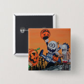 Kute monsters en pompoenen vierkante button 5,1 cm (Voorkant /achterkant)