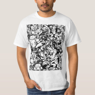 Kute monsters en video's in zwart-wit t-shirt
