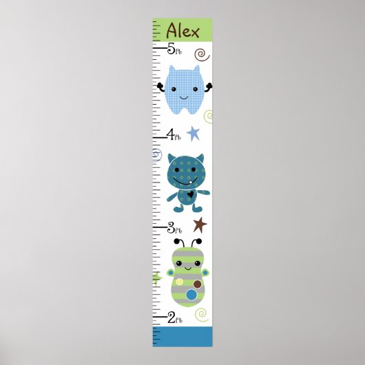 Kute Monsters Growth Chart Keep at 8x44! Poster (Voorkant)