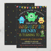 Kute monsters op eerste verjaardag Persoonlijke RS Kaart (Voorkant / Achterkant)