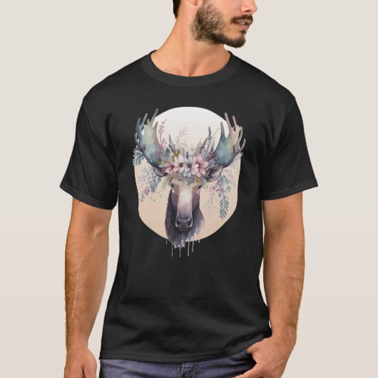 Kute Moose Flower Crown Animal T-shirt (Voorkant)