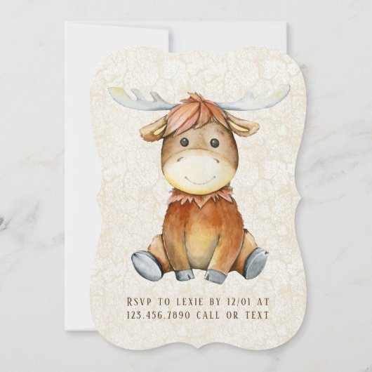 Kute Moose Waterverf Baby shower Kaart (Achterkant)