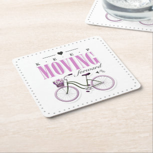 Kute Motivatie Blijf vooruit met fiets Kartonnen Onderzetters