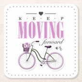 Kute Motivatie Blijf vooruit met fiets Kartonnen Onderzetters (Voorkant)