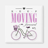 Kute Motivatie Blijf vooruit met fiets Magneet (Voorkant)