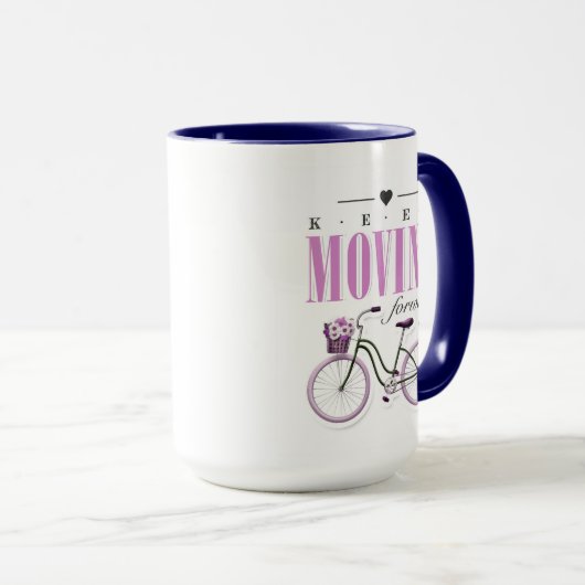 Kute Motivatie Blijf vooruit met fiets Mok (Voorkant rechts)