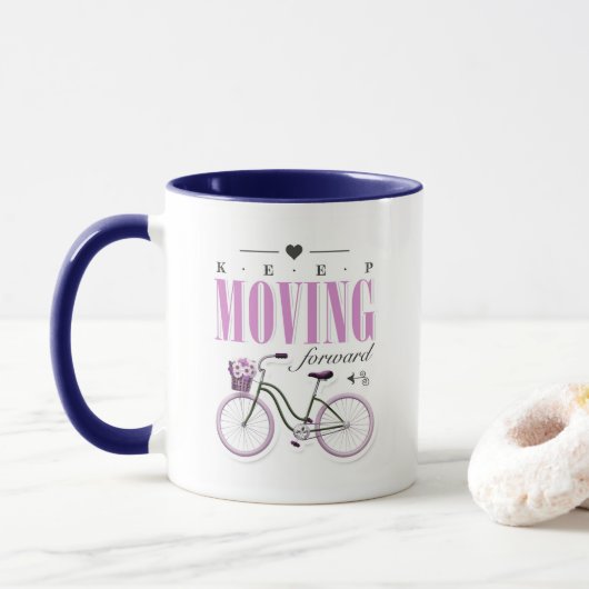 Kute Motivatie Blijf vooruit met fiets Mok (Met donut)