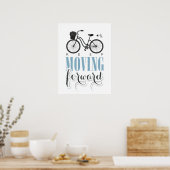 Kute Motivatie Blijf vooruit met fiets Poster (Keuken)