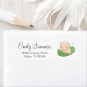 Kute Mouse Hamster die op een leder drijft Etiket (Insitu)