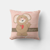 Kute Mouse w Heart op instripes, voeg de naam toe Kussen (Voorkant)