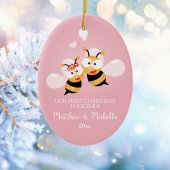 Kute Mr en Mrs Honey Bee eerste Kerstmis samen Keramisch Ornament