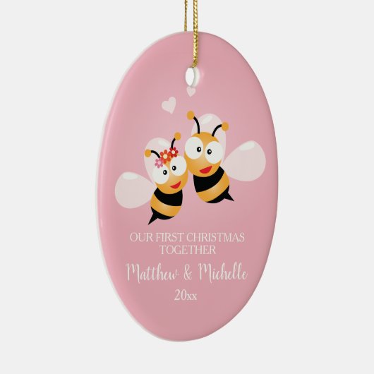 Kute Mr en Mrs Honey Bee eerste Kerstmis samen Keramisch Ornament (Rechts)