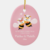 Kute Mr en Mrs Honey Bee eerste Kerstmis samen Keramisch Ornament (Voorkant)