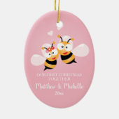 Kute Mr en Mrs Honey Bee eerste Kerstmis samen Keramisch Ornament (Achterkant)