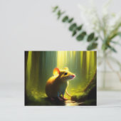 Kute muis die pauzeert in een puddle briefkaart (Staand voorkant)