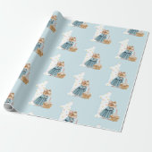 Kute muis First Birthday Wrapping Paper Cadeaupapier (Uitgerold)