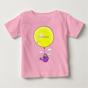 Kute muis in watering kan met ballon cartoon