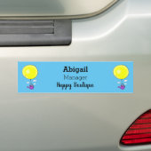 Kute muis in watering kan met ballon cartoon bumpersticker (Op auto)