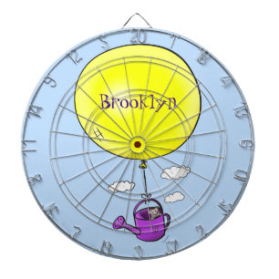 Kute muis in watering kan met ballon cartoon dartbord