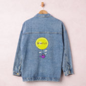 Kute muis in watering kan met ballon cartoon denim jacket (Hangar)