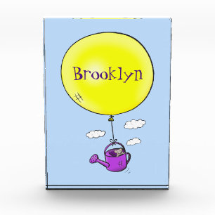 Kute muis in watering kan met ballon cartoon fotoblokken