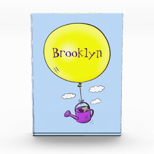 Kute muis in watering kan met ballon cartoon fotoblokken (Voorkant)