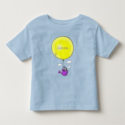 Kute muis in watering kan met ballon cartoon kinder shirts (Voorkant)