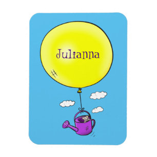 Kute muis in watering kan met ballon cartoon magneet