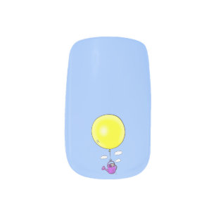 Kute muis in watering kan met ballon cartoon minx nail art