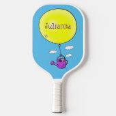 Kute muis in watering kan met ballon cartoon pickleball paddle (Achterkant)