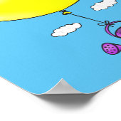 Kute muis in watering kan met ballon cartoon poster (Hoek)